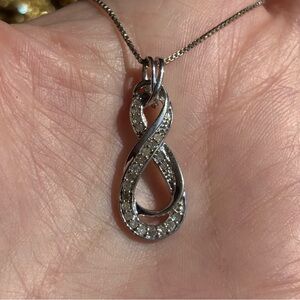 Sterling Diamond Double Infinity Pendant Necklace